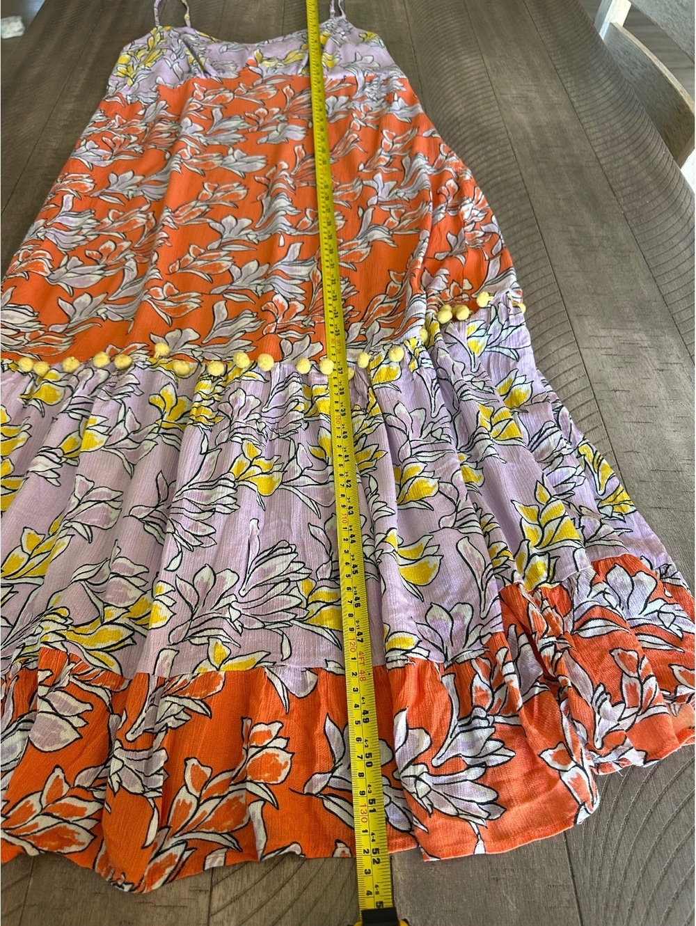 Farm Rio Anthropologie Culebra Maxi Dress Orange & Lilac Floral Women’s Large - Picture 12 of 15